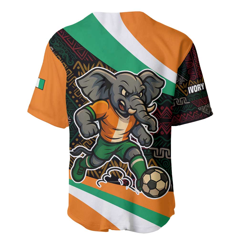 Ivory Coast Baseball Jersey with Soccer Elephant and Tribal Pattern Design - Wonder Print Shop