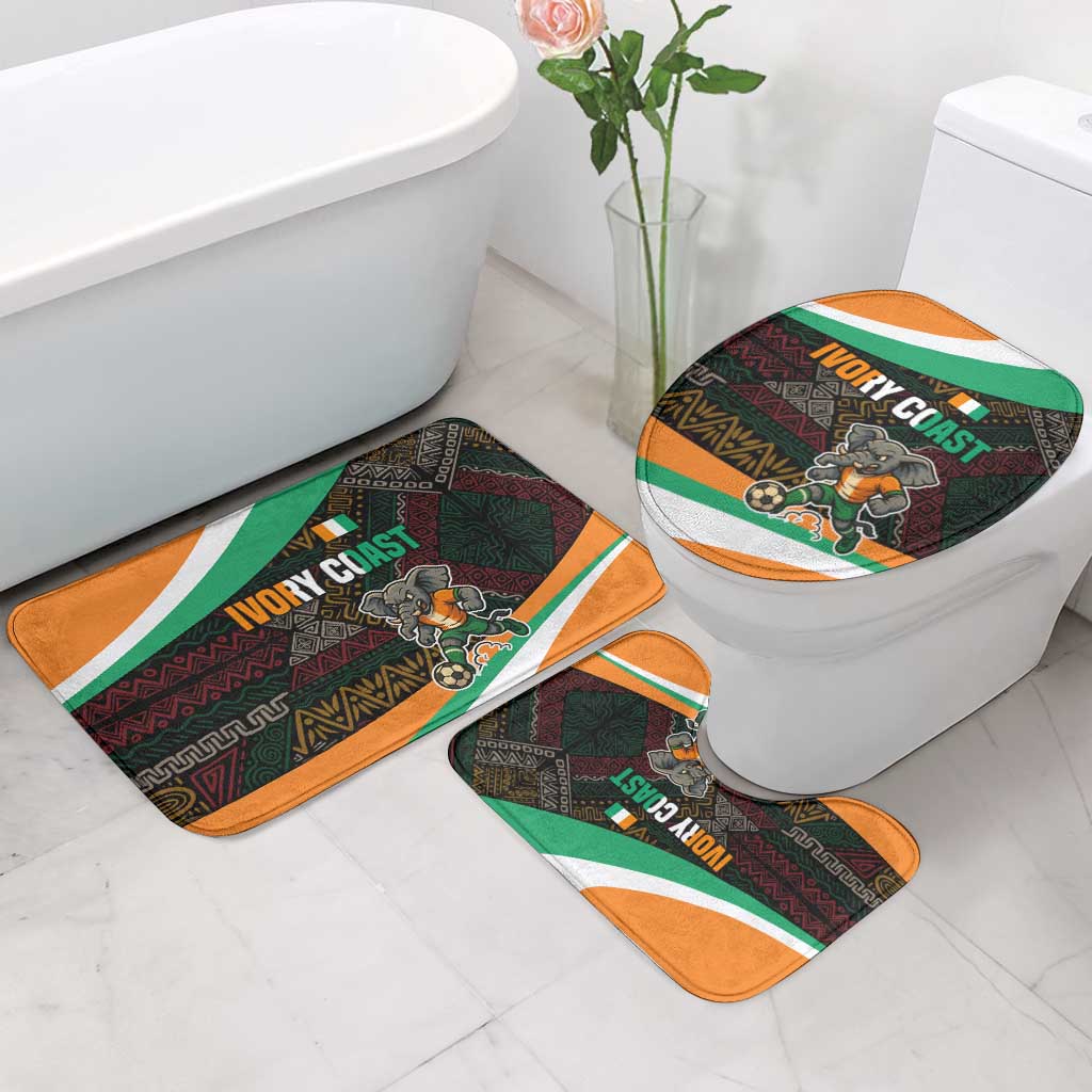 Ivory Coast Bathroom Set with Soccer Elephant and Tribal Pattern Design - Wonder Print Shop