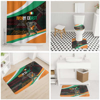 Ivory Coast Bathroom Set with Soccer Elephant and Tribal Pattern Design - Wonder Print Shop