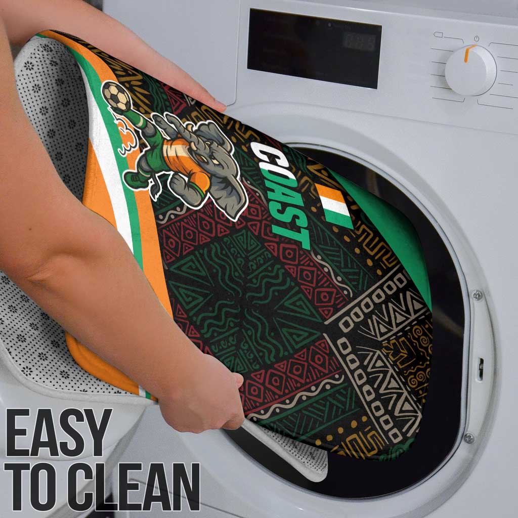 Ivory Coast Bathroom Set with Soccer Elephant and Tribal Pattern Design - Wonder Print Shop