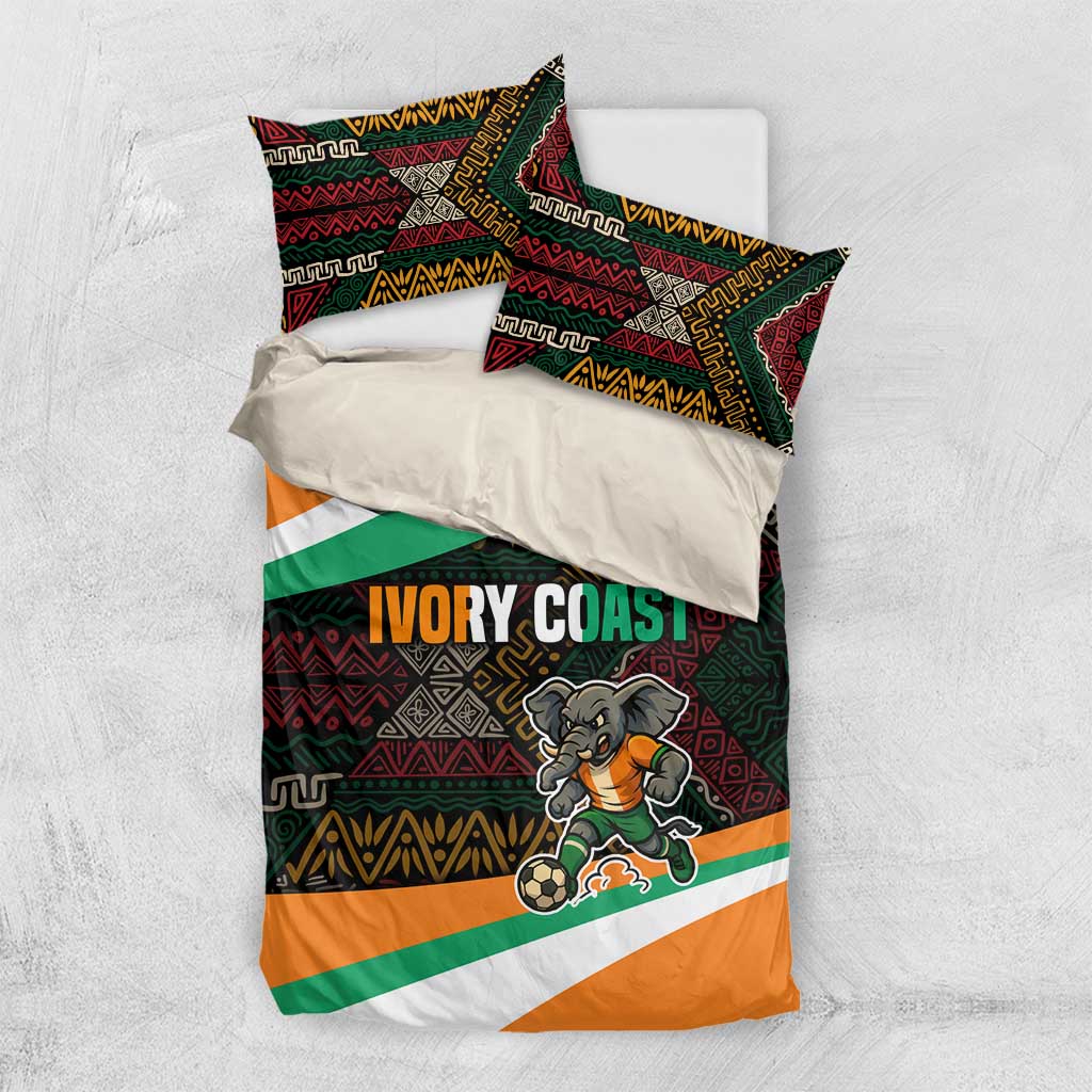 Ivory Coast Bedding Set with Soccer Elephant and Tribal Pattern Design - Wonder Print Shop
