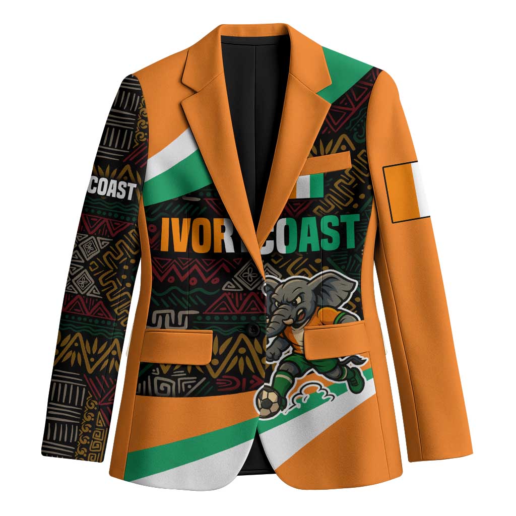 Ivory Coast Blazer with Soccer Elephant and Tribal Pattern Design - Wonder Print Shop