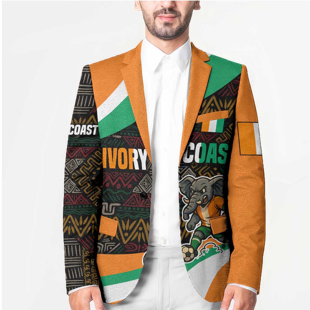 Ivory Coast Blazer with Soccer Elephant and Tribal Pattern Design - Wonder Print Shop