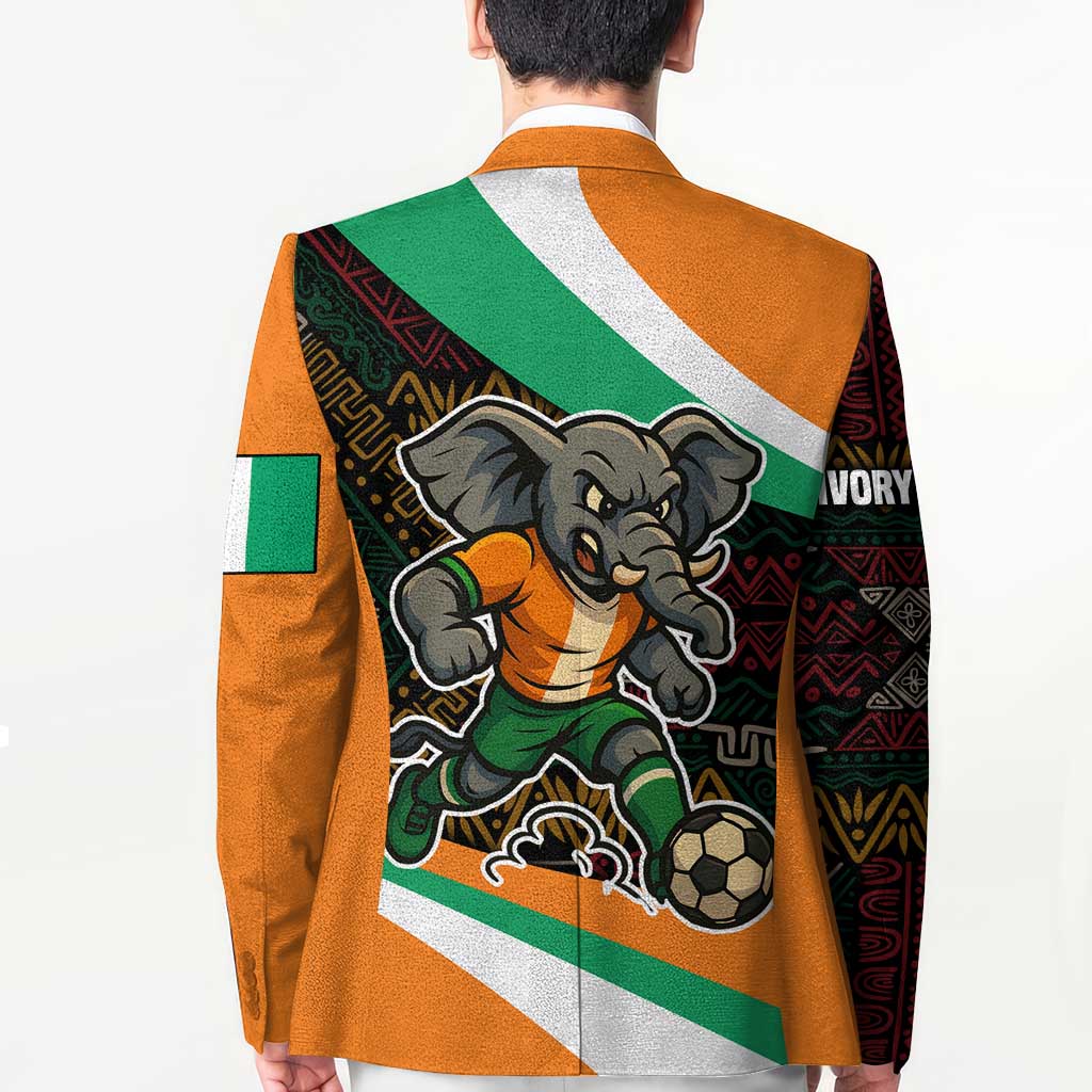 Ivory Coast Blazer with Soccer Elephant and Tribal Pattern Design - Wonder Print Shop