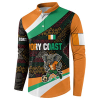 Ivory Coast Button Sweatshirt with Soccer Elephant and Tribal Pattern Design - Wonder Print Shop