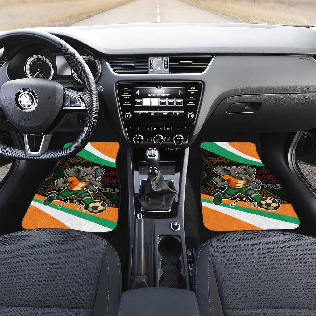 Ivory Coast Car Mats with Soccer Elephant and Tribal Pattern Design - Wonder Print Shop