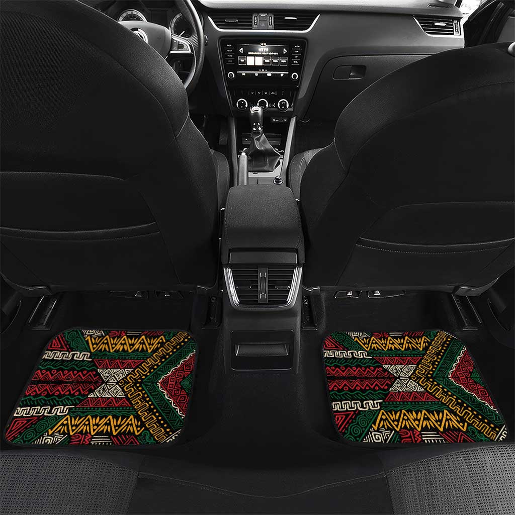 Ivory Coast Car Mats with Soccer Elephant and Tribal Pattern Design - Wonder Print Shop