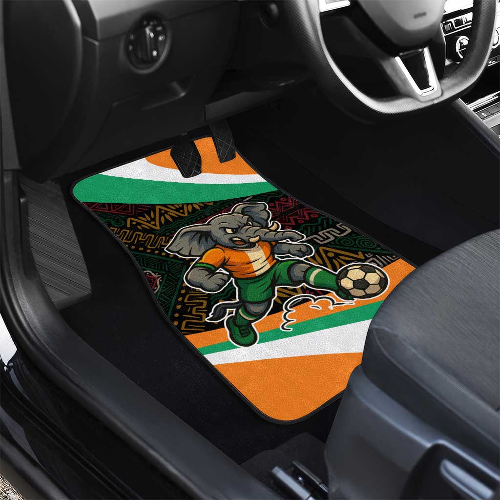 Ivory Coast Car Mats with Soccer Elephant and Tribal Pattern Design - Wonder Print Shop