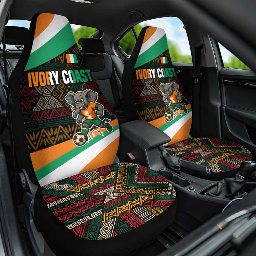 Ivory Coast Car Seat Cover with Soccer Elephant and Tribal Pattern Design - Wonder Print Shop