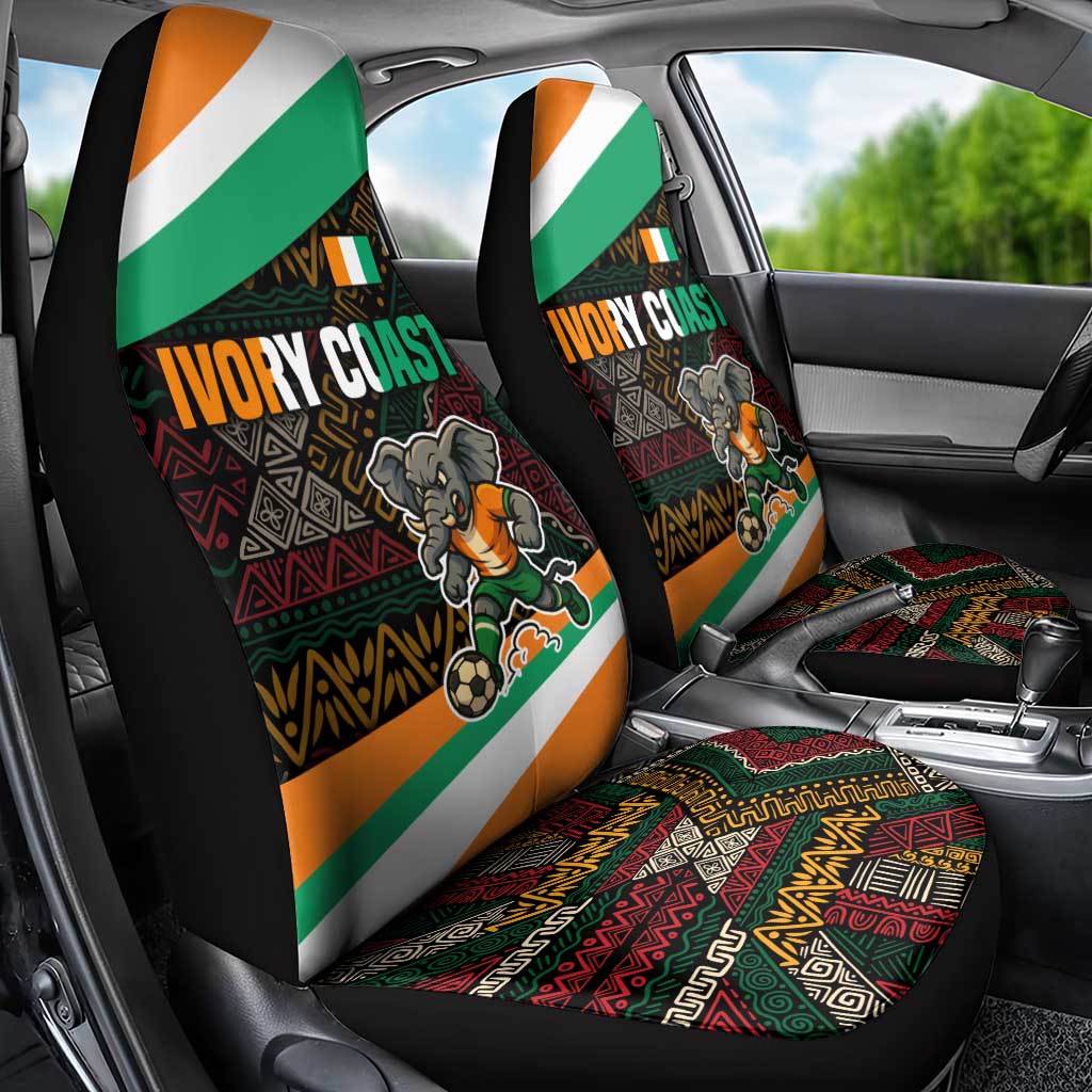 Ivory Coast Car Seat Cover with Soccer Elephant and Tribal Pattern Design - Wonder Print Shop