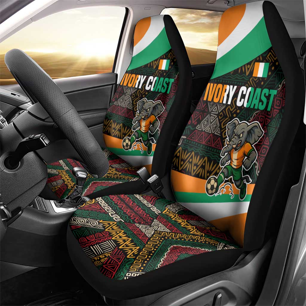 Ivory Coast Car Seat Cover with Soccer Elephant and Tribal Pattern Design - Wonder Print Shop