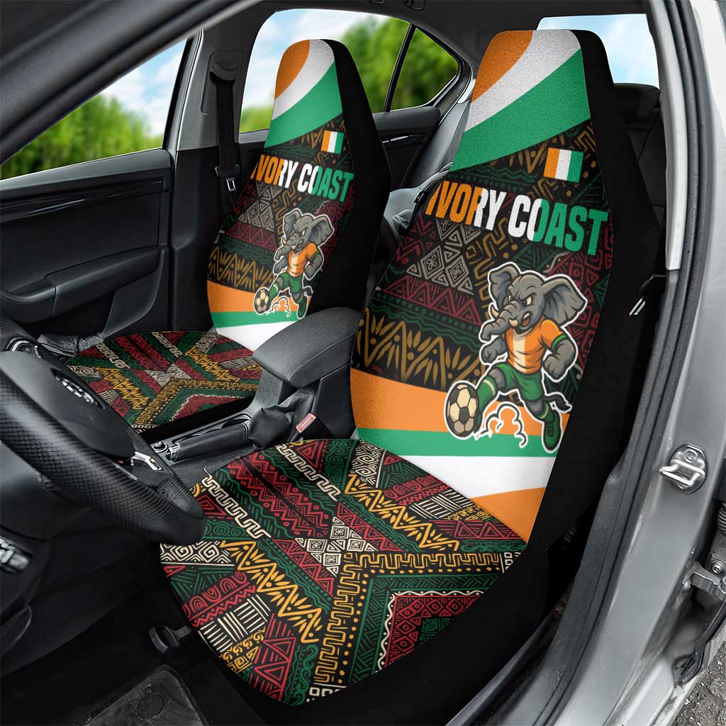 Ivory Coast Car Seat Cover with Soccer Elephant and Tribal Pattern Design - Wonder Print Shop