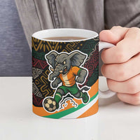Ivory Coast Ceramic Mug with Soccer Elephant and Tribal Pattern Design - Wonder Print Shop