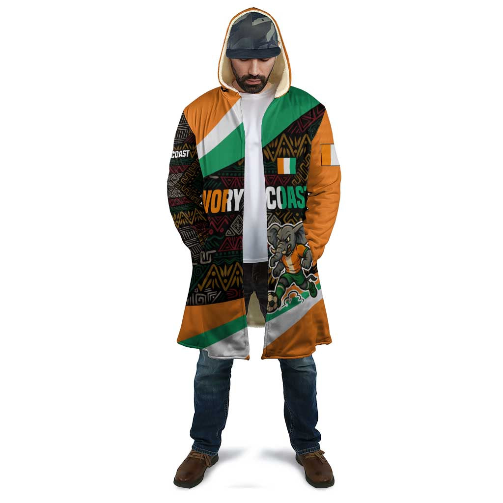 Ivory Coast Cloak with Soccer Elephant and Tribal Pattern Design - Wonder Print Shop