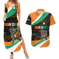Ivory Coast Couples Matching Summer Maxi Dress and Hawaiian Shirt with Soccer Elephant and Tribal Pattern Design - Wonder Print Shop