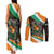 Ivory Coast Couples Matching Tank Maxi Dress and Long Sleeve Button Shirt with Soccer Elephant and Tribal Pattern Design - Wonder Print Shop