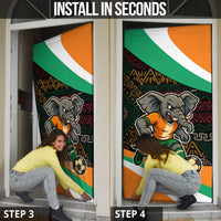 Ivory Coast Door Cover with Soccer Elephant and Tribal Pattern Design - Wonder Print Shop