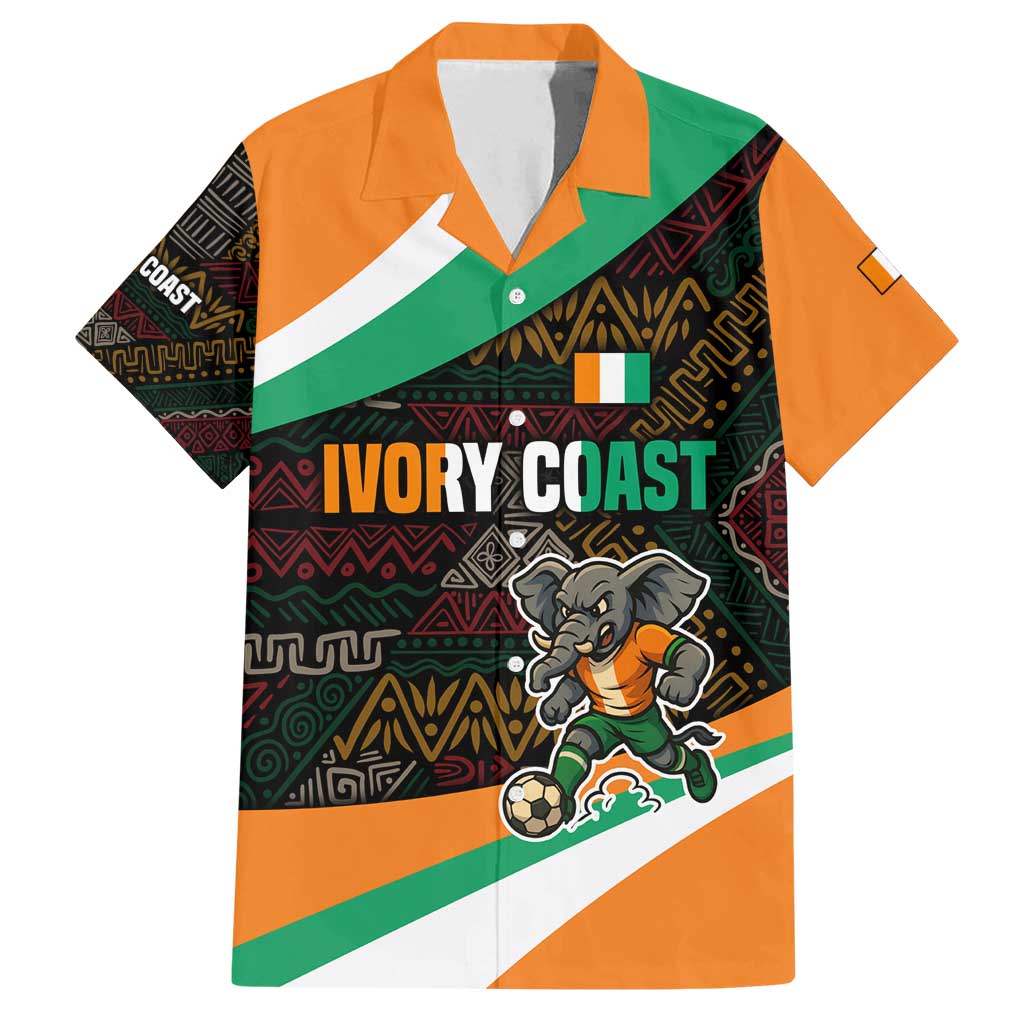 Ivory Coast Family Matching Long Sleeve Bodycon Dress and Hawaiian Shirt with Soccer Elephant and Tribal Pattern Design - Wonder Print Shop