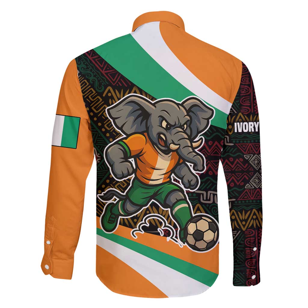 Ivory Coast Family Matching Long Sleeve Bodycon Dress and Hawaiian Shirt with Soccer Elephant and Tribal Pattern Design - Wonder Print Shop