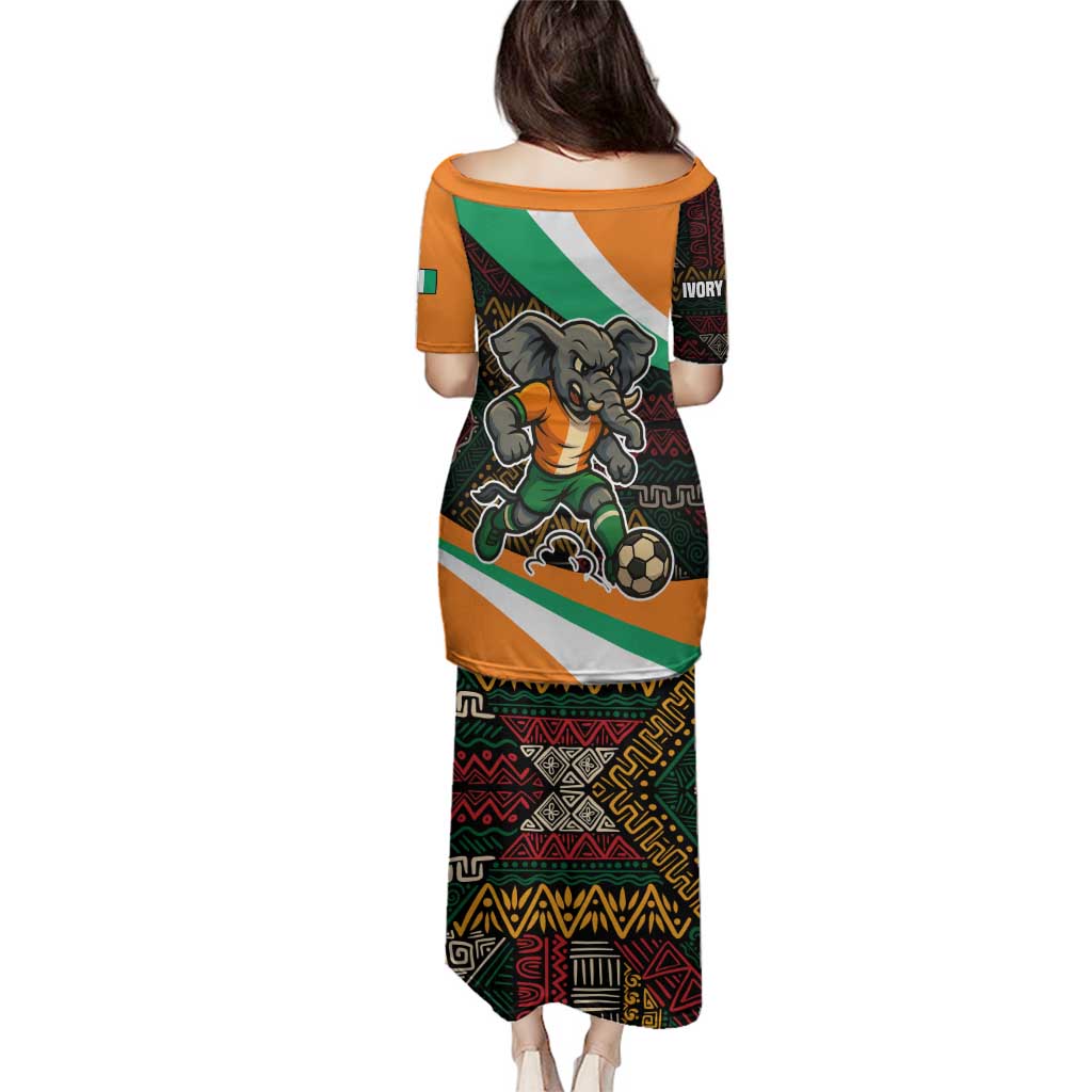 Ivory Coast Family Matching Puletasi and Hawaiian Shirt with Soccer Elephant and Tribal Pattern Design - Wonder Print Shop