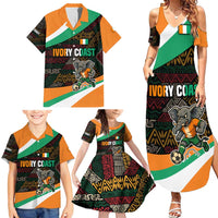 Ivory Coast Family Matching Summer Maxi Dress and Hawaiian Shirt with Soccer Elephant and Tribal Pattern Design - Wonder Print Shop
