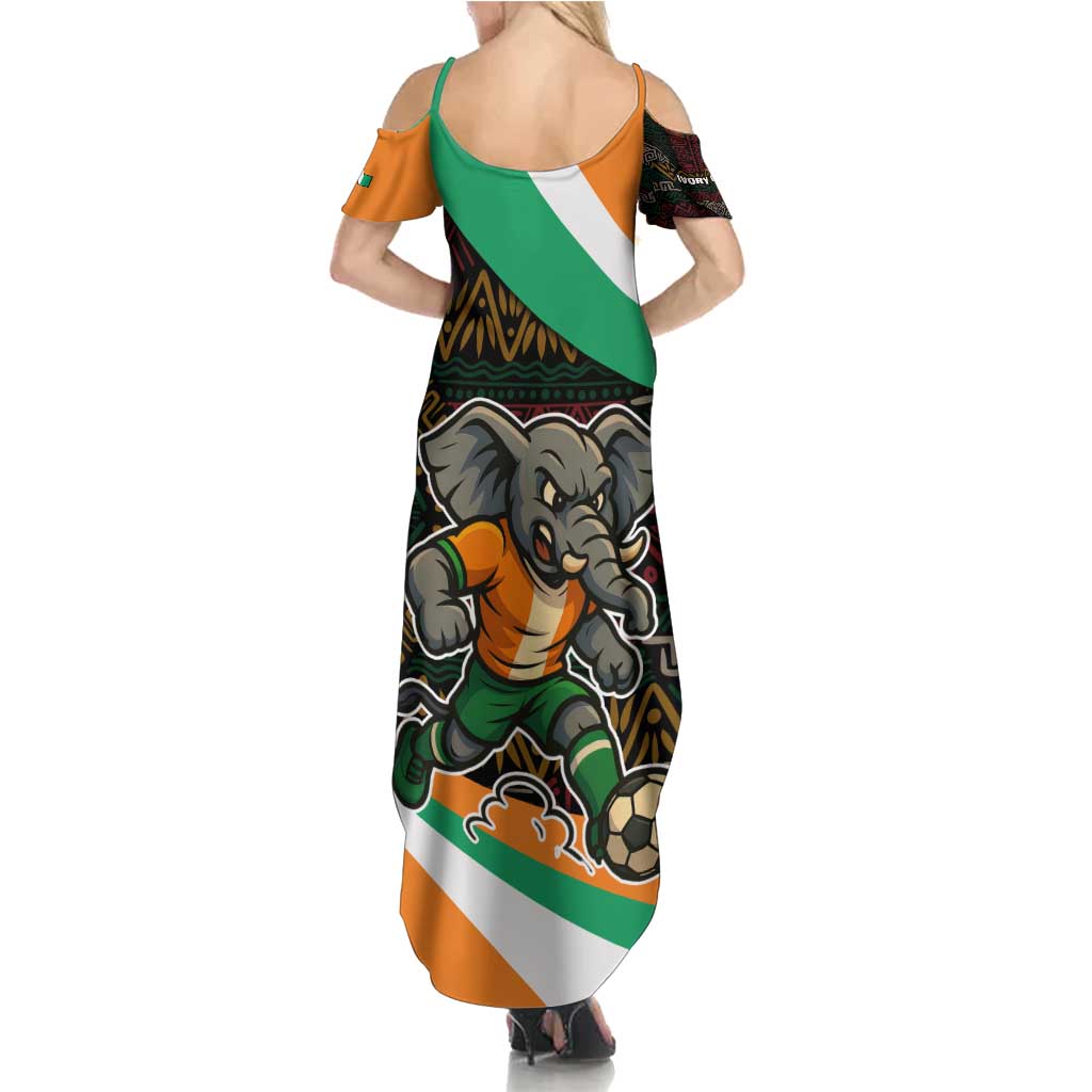 Ivory Coast Family Matching Summer Maxi Dress and Hawaiian Shirt with Soccer Elephant and Tribal Pattern Design - Wonder Print Shop