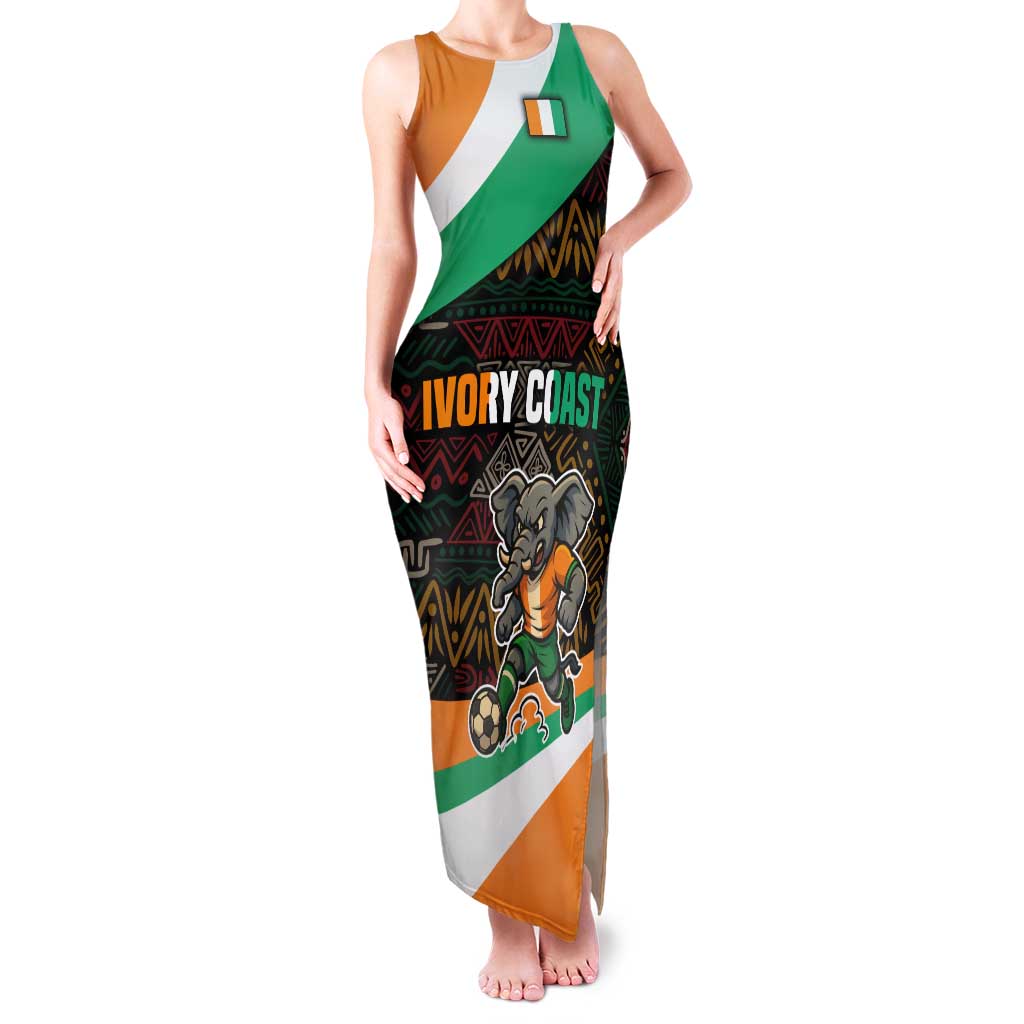 Ivory Coast Family Matching Tank Maxi Dress and Hawaiian Shirt with Soccer Elephant and Tribal Pattern Design - Wonder Print Shop