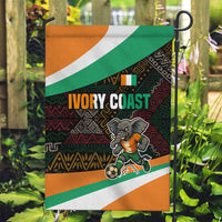 Ivory Coast Garden Flag with Soccer Elephant and Tribal Pattern Design - Wonder Print Shop