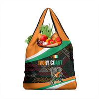 Ivory Coast Grocery Bag with Soccer Elephant and Tribal Pattern Design - Wonder Print Shop