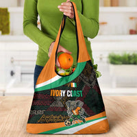 Ivory Coast Grocery Bag with Soccer Elephant and Tribal Pattern Design - Wonder Print Shop