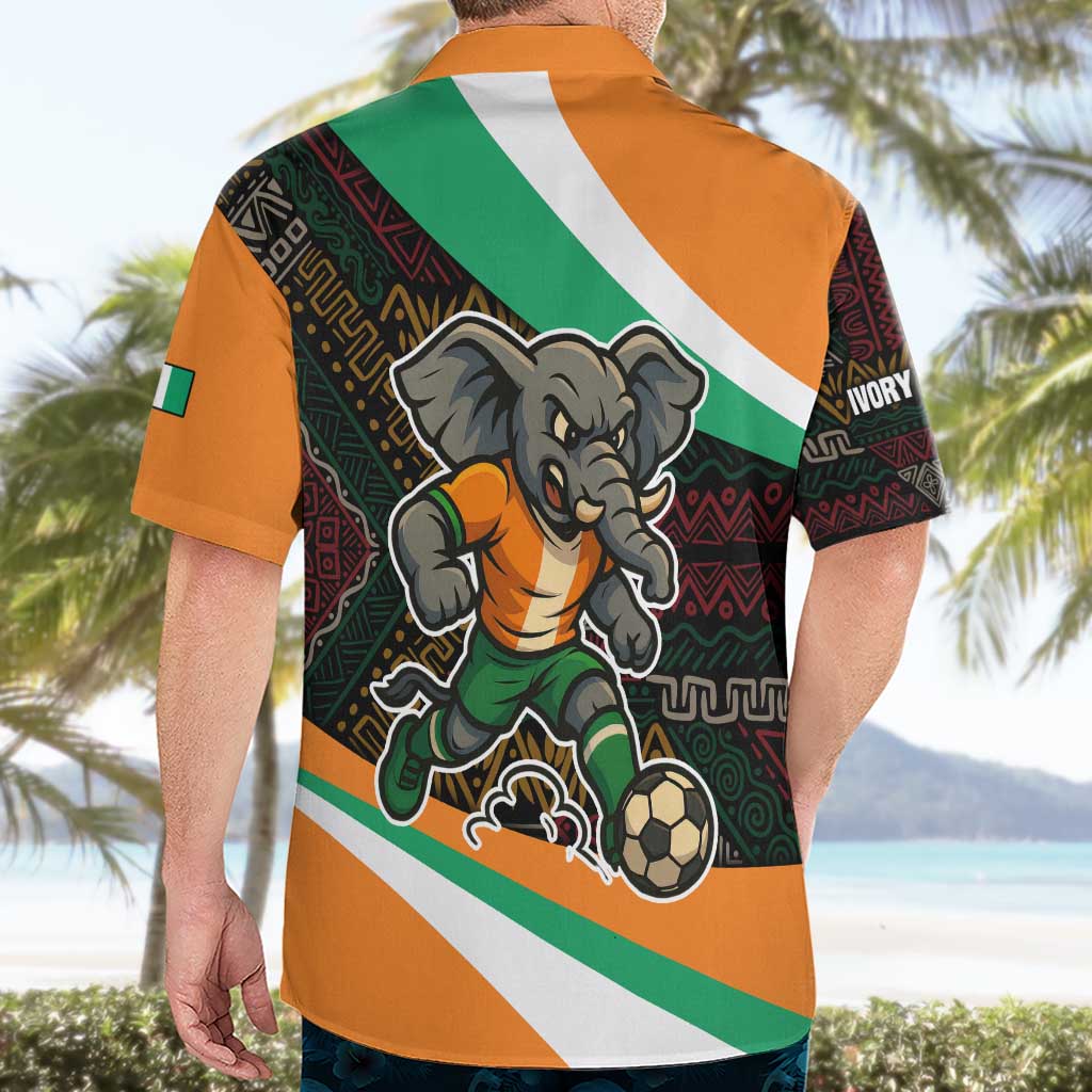 Ivory Coast Hawaiian Shirt with Soccer Elephant and Tribal Pattern Design - Wonder Print Shop