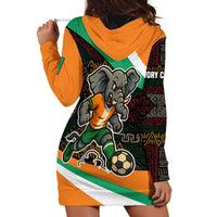 Ivory Coast Hoodie Dress with Soccer Elephant and Tribal Pattern Design - Wonder Print Shop