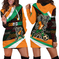 Ivory Coast Hoodie Dress with Soccer Elephant and Tribal Pattern Design - Wonder Print Shop