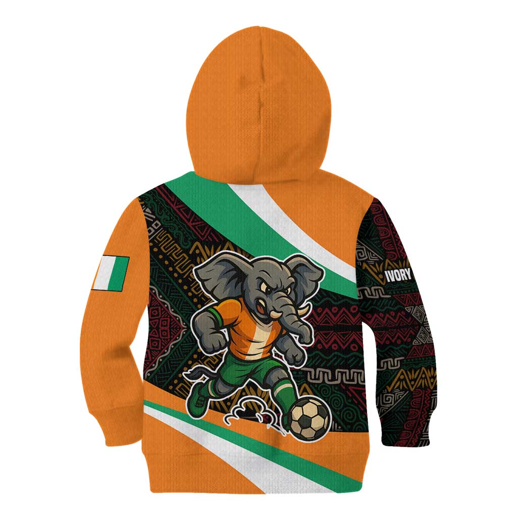 Ivory Coast Kid Hoodie with Soccer Elephant and Tribal Pattern Design - Wonder Print Shop