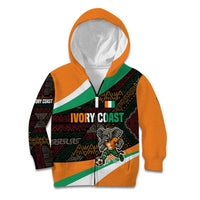 Ivory Coast Kid Hoodie with Soccer Elephant and Tribal Pattern Design - Wonder Print Shop
