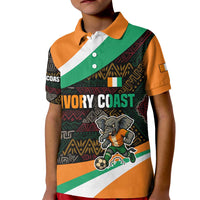 Ivory Coast Kid Polo Shirt with Soccer Elephant and Tribal Pattern Design - Wonder Print Shop