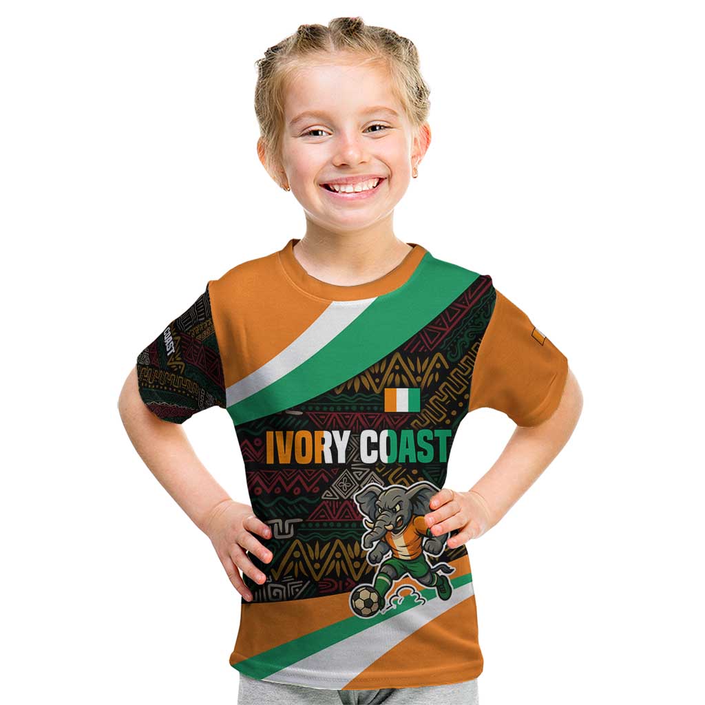 Ivory Coast Kid T Shirt with Soccer Elephant and Tribal Pattern Design - Wonder Print Shop