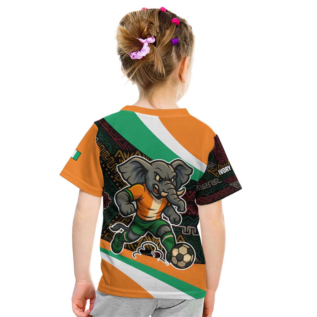 Ivory Coast Kid T Shirt with Soccer Elephant and Tribal Pattern Design - Wonder Print Shop