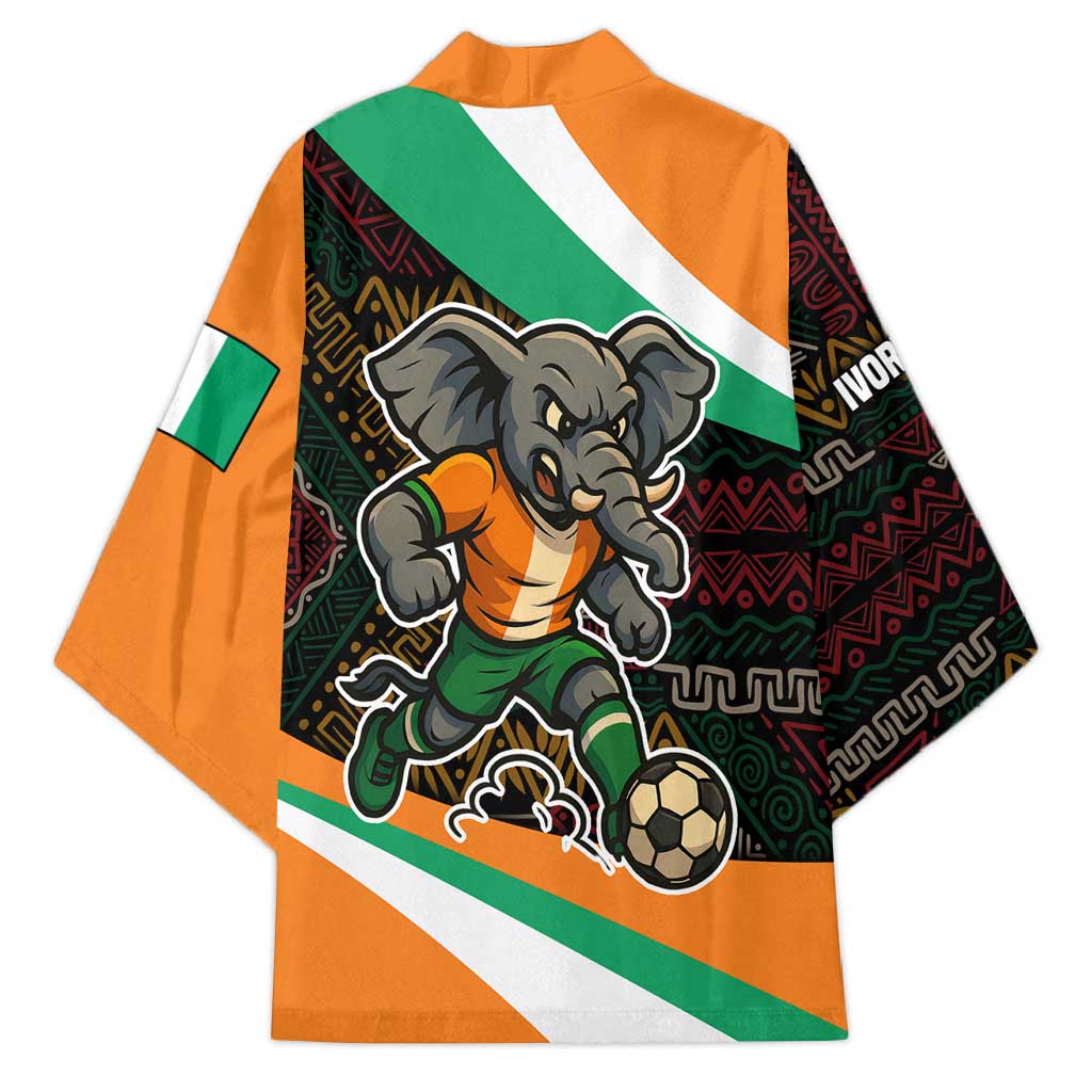 Ivory Coast Kimono with Soccer Elephant and Tribal Pattern Design - Wonder Print Shop