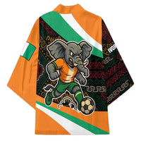 Ivory Coast Kimono with Soccer Elephant and Tribal Pattern Design - Wonder Print Shop
