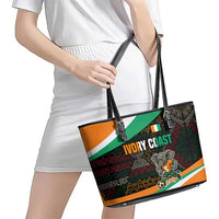 Ivory Coast Leather Tote Bag with Soccer Elephant and Tribal Pattern Design - Wonder Print Shop
