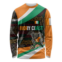 Ivory Coast Long Sleeve Shirt with Soccer Elephant and Tribal Pattern Design - Wonder Print Shop