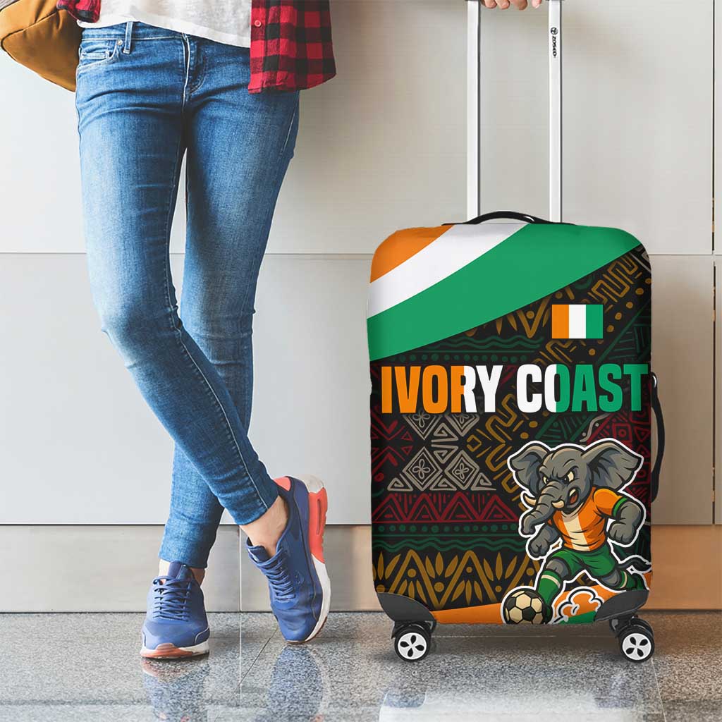 Ivory Coast Luggage Cover with Soccer Elephant and Tribal Pattern Design - Wonder Print Shop