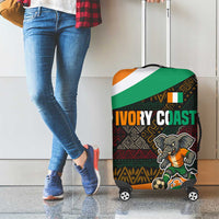 Ivory Coast Luggage Cover with Soccer Elephant and Tribal Pattern Design - Wonder Print Shop