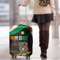 Ivory Coast Luggage Cover with Soccer Elephant and Tribal Pattern Design - Wonder Print Shop