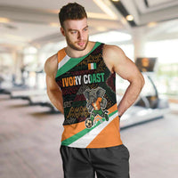 Ivory Coast Men Tank Top with Soccer Elephant and Tribal Pattern Design - Wonder Print Shop