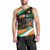 Ivory Coast Men Tank Top with Soccer Elephant and Tribal Pattern Design - Wonder Print Shop