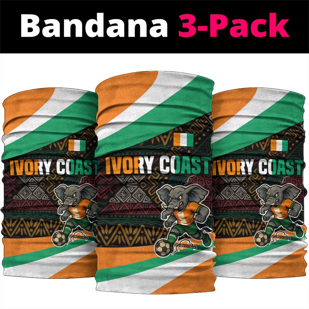 Ivory Coast Neck Gaiter with Soccer Elephant and Tribal Pattern Design TS04