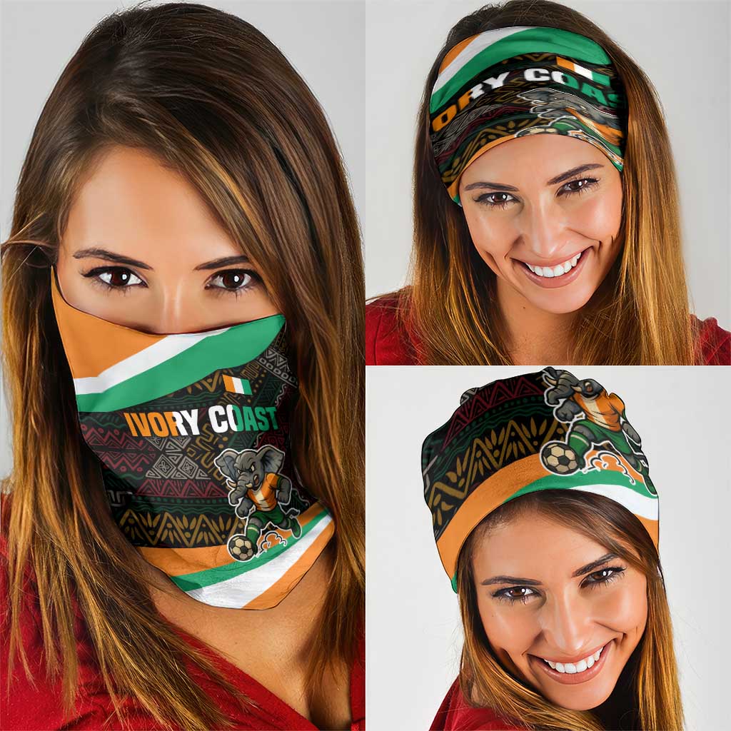 Ivory Coast Neck Gaiter with Soccer Elephant and Tribal Pattern Design TS04