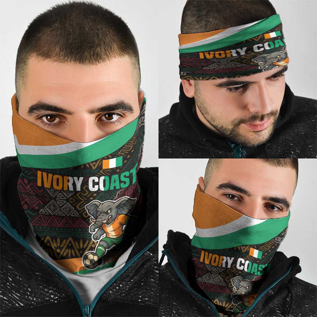 Ivory Coast Neck Gaiter with Soccer Elephant and Tribal Pattern Design TS04